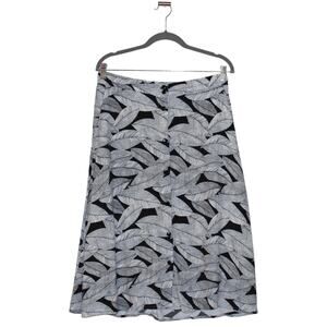 KOTON Midi Skirt Black and White Leaf Size Medium